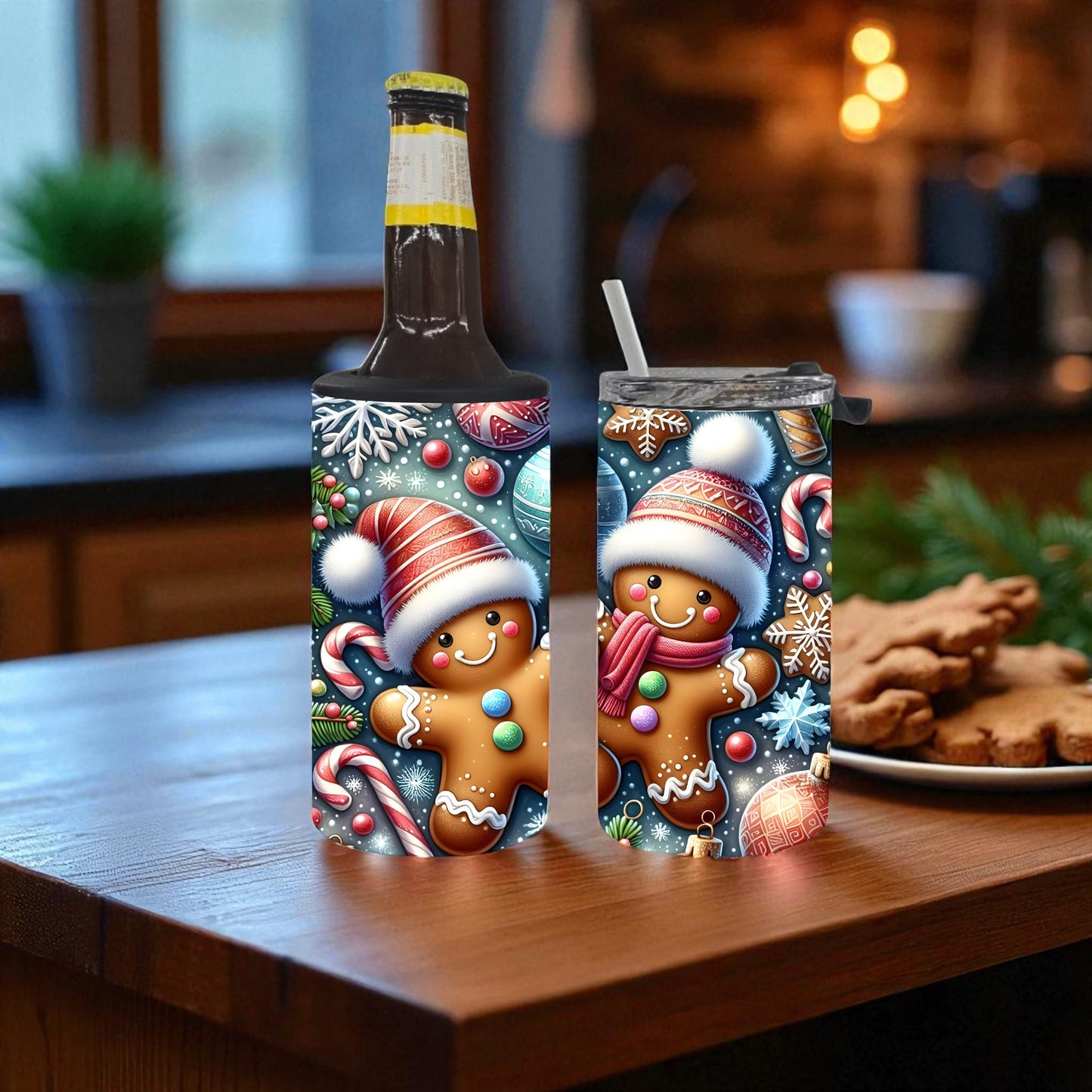 Gingerbread Joy 4-in-1 Can Cooler Tumbler