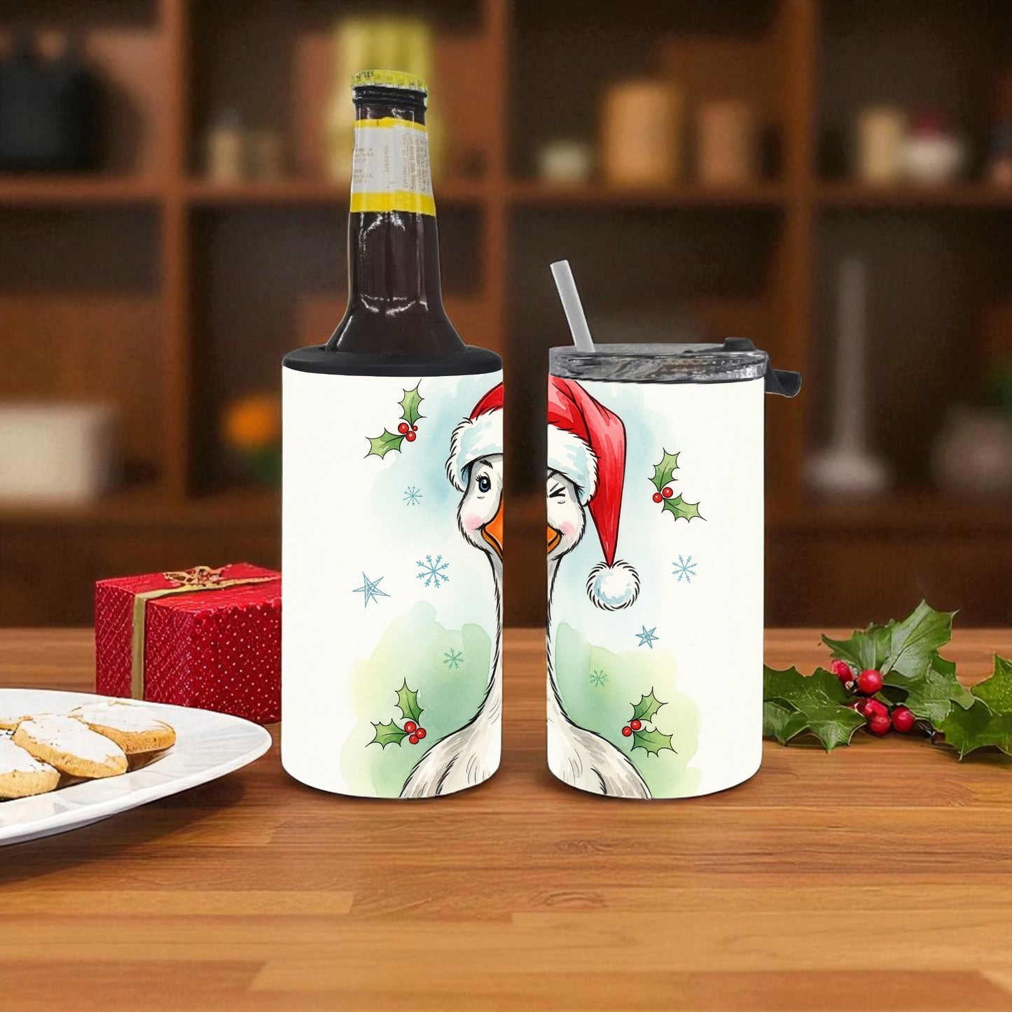 Holly Jolly Goose 4-in-1 Can Cooler Tumbler
