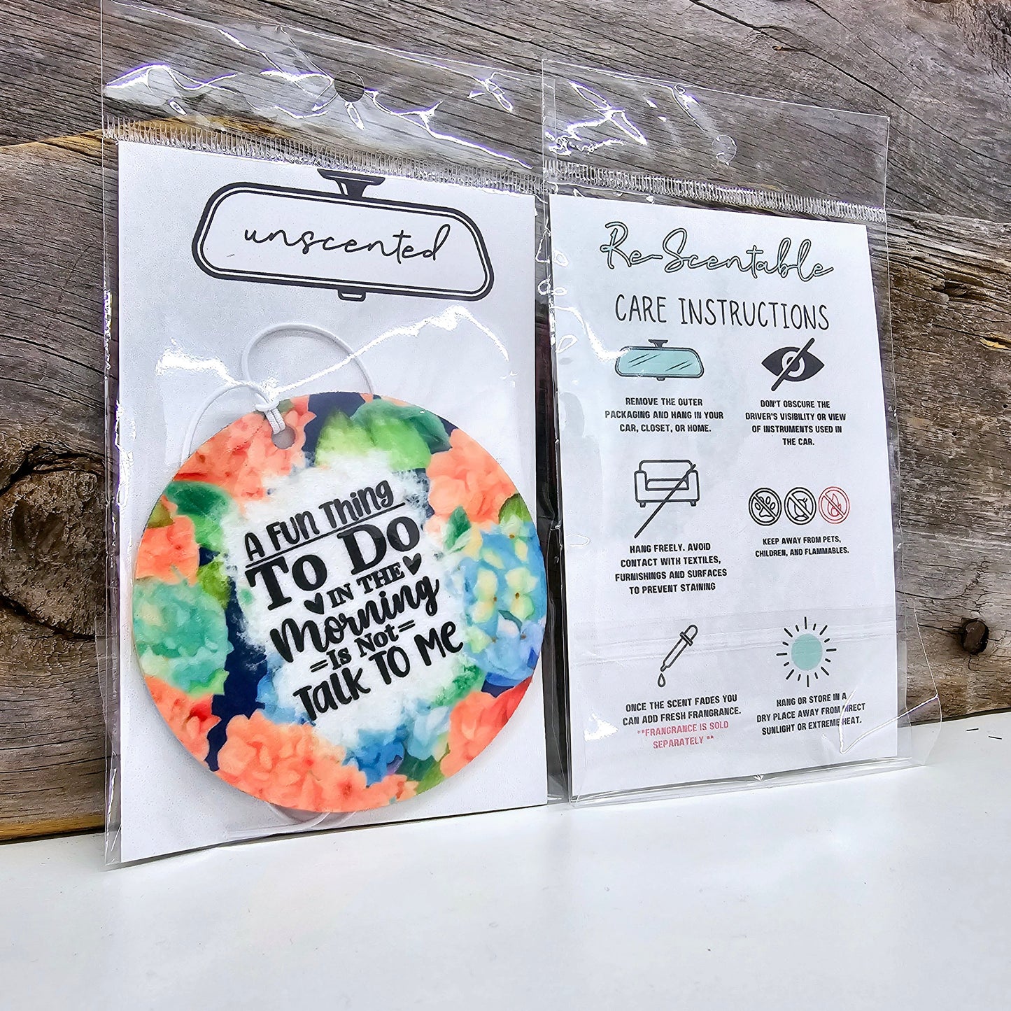 Fun Thing To Do In The Morning Re-Scentable Car Freshener