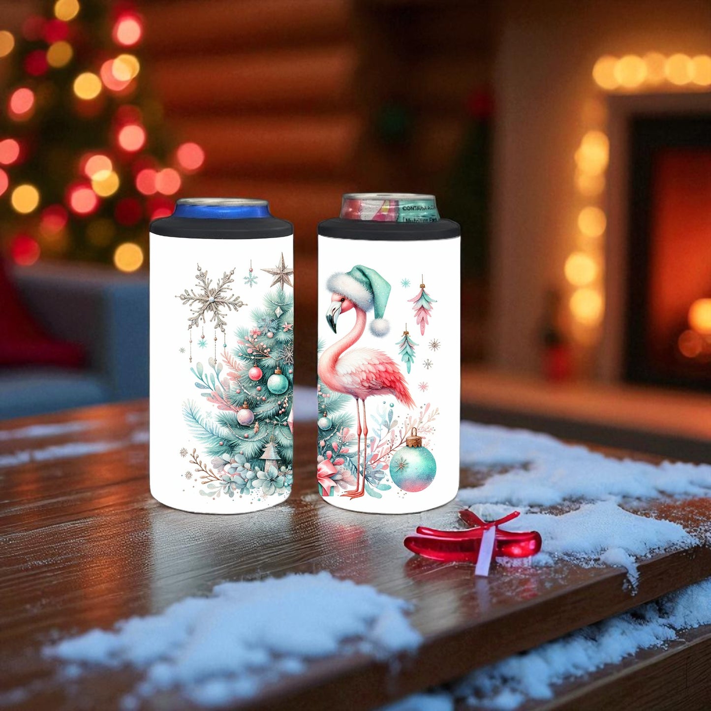 Festive Flamingo 4-in-1 Can Cooler Tumbler