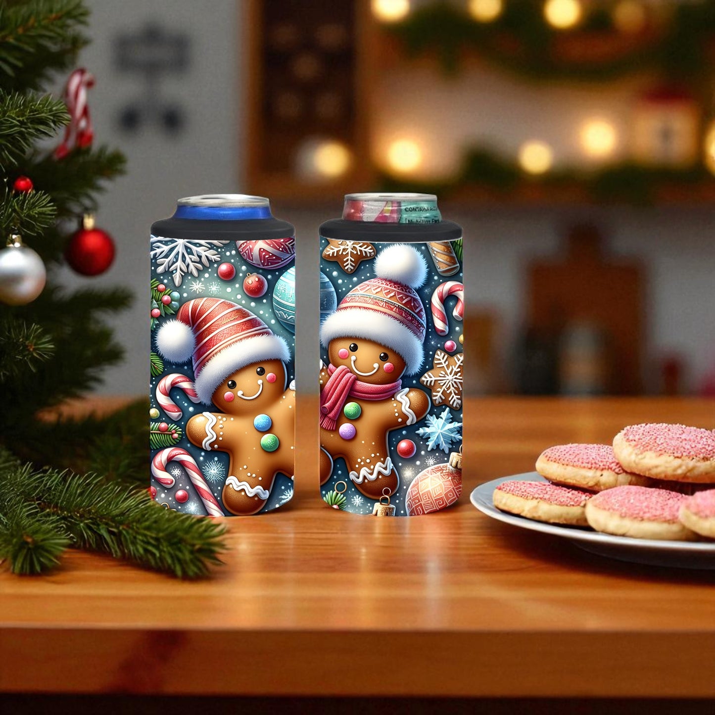 Gingerbread Joy 4-in-1 Can Cooler Tumbler