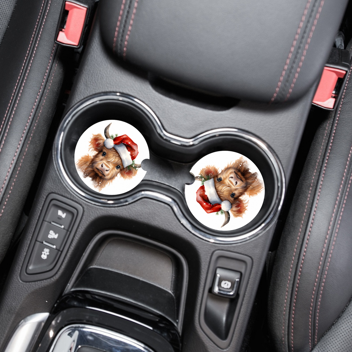 Festive Highland Cow Car Coaster