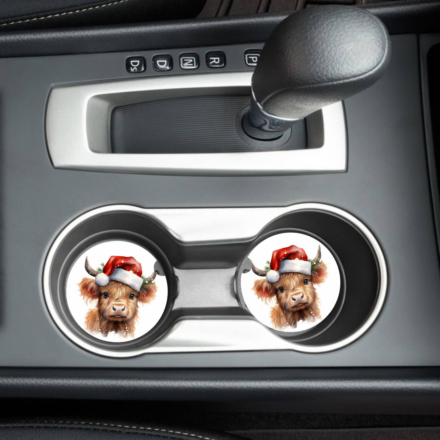 Festive Highland Cow Car Coaster