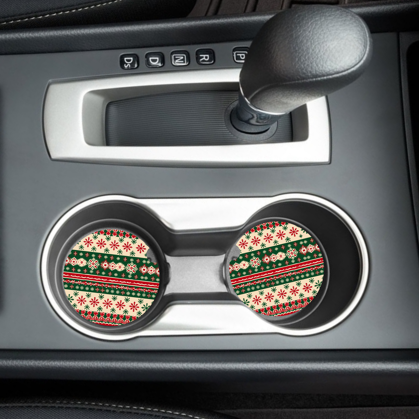 Nordic Snowflake Knit Car Coaster