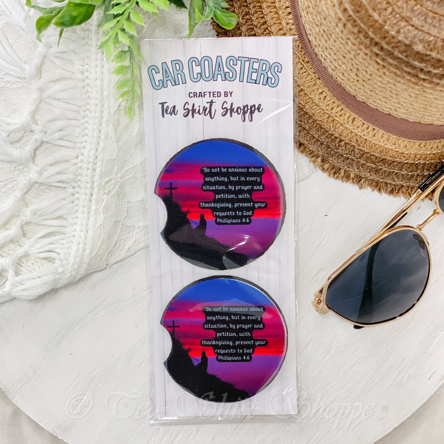 Introducing our Set of 2 Car Coasters! We understand the joy of enjoying coffee on the go, but we also know the frustration of dealing with spills. That's why we've designed these coasters with your convenience in mind. Made from highly absorbent Neoprene, they effortlessly soak up leaks and spills, ensuring your car stays clean and dry.