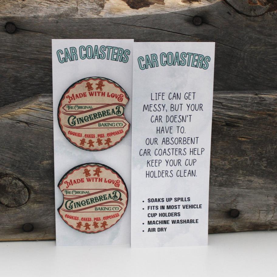Vintage Made With Love Christmas Car Coasters