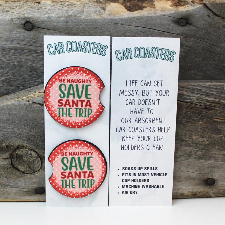 Be Naughty Holiday Car Coasters