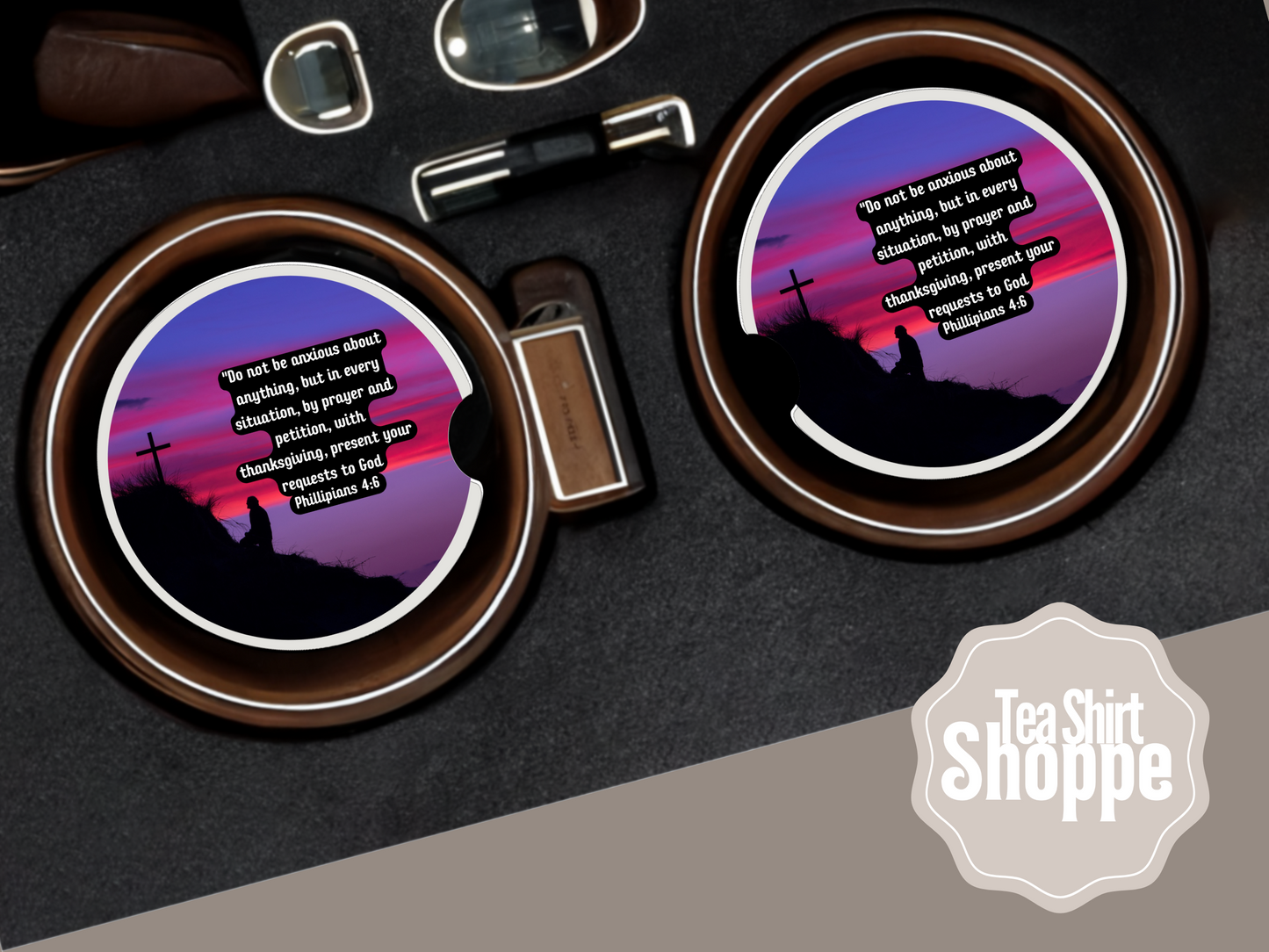 Phillipians 4:6 Car Coasters