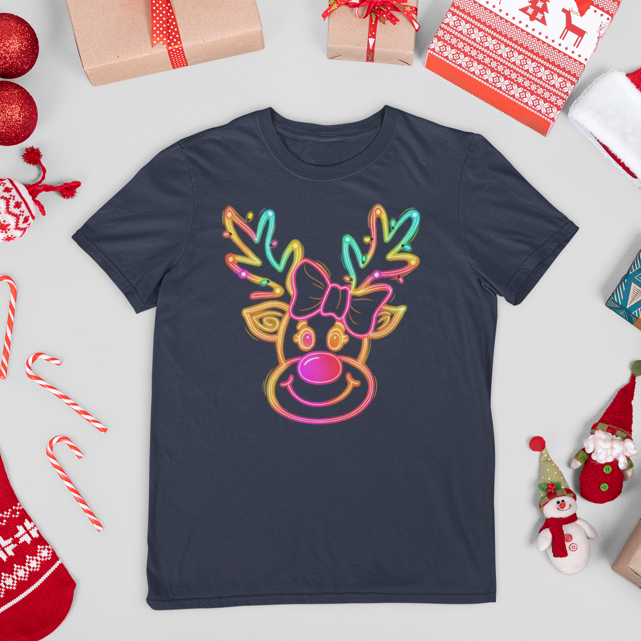 Neon Coquette Reindeer Youth & Toddler Graphic Tee