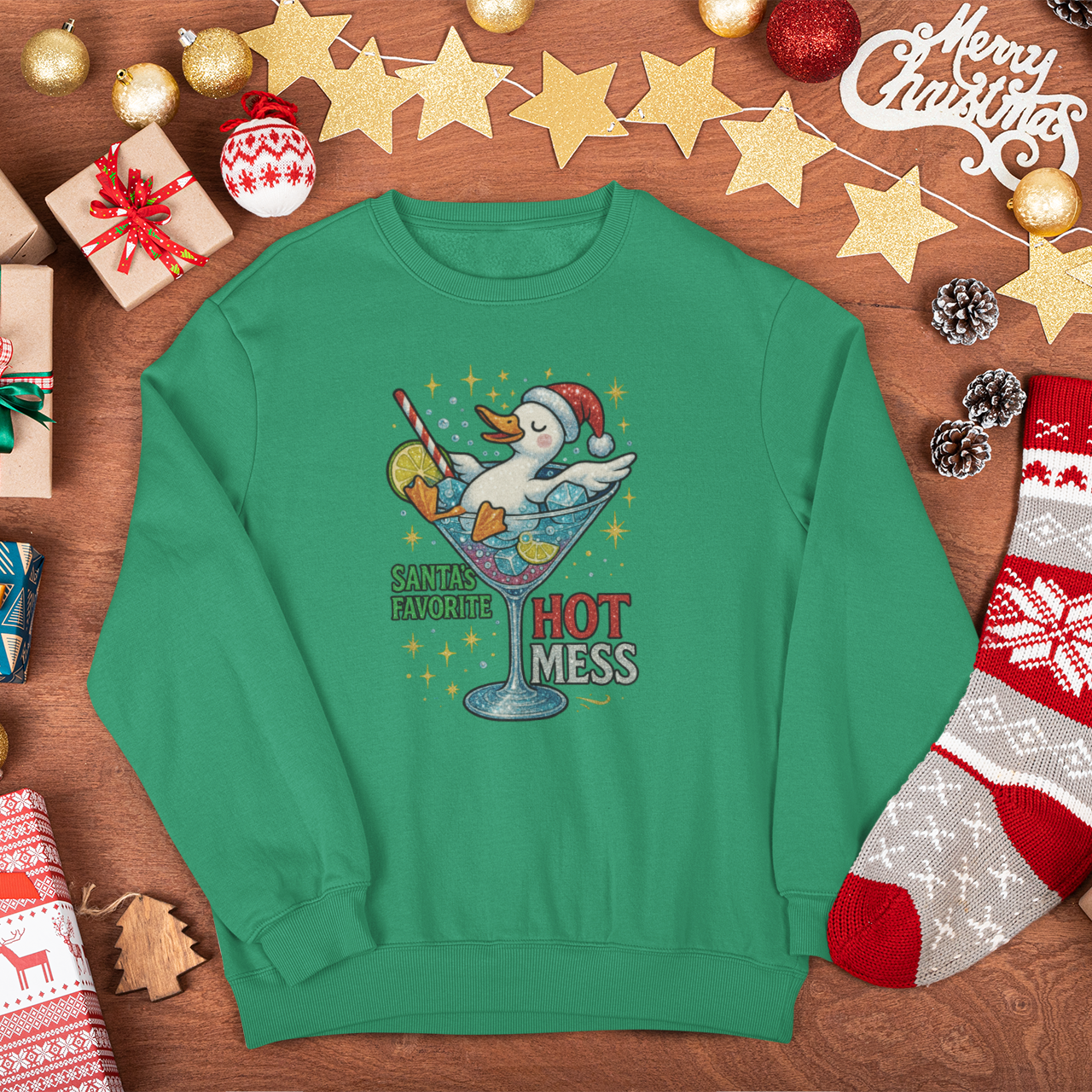 Santa’s Favorite Hot Mess Adult Graphic Sweatshirt