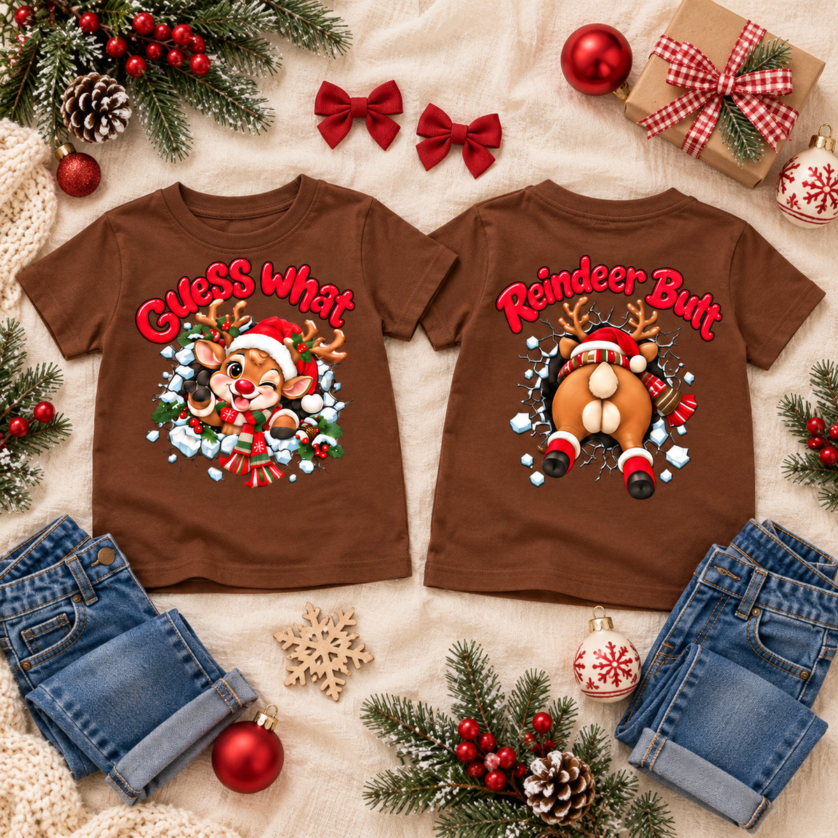 Guess What Reindeer Butt Youth and Toddler Graphic Tee