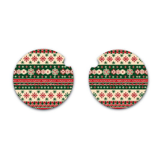 Nordic Snowflake Knit  Car Coaster