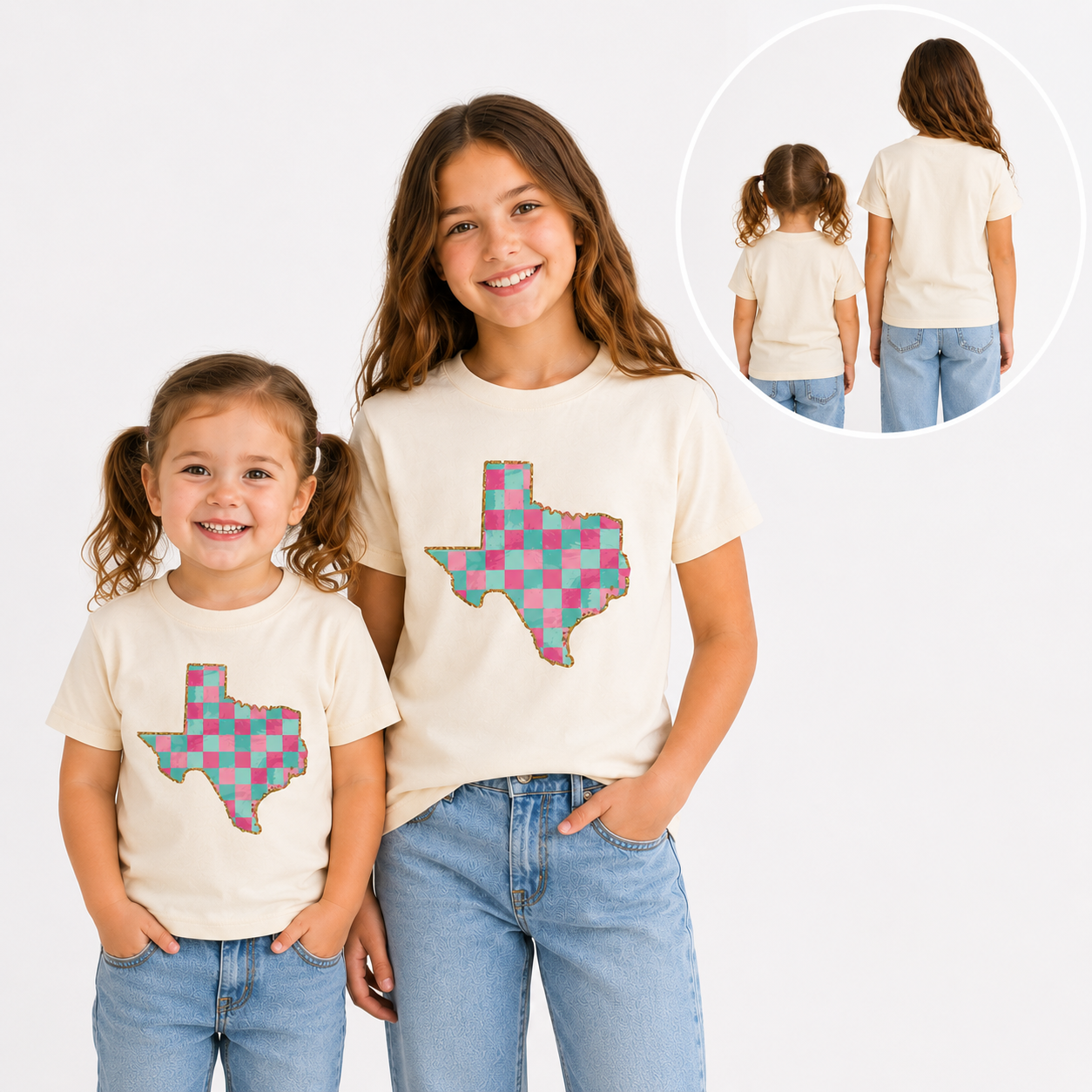 Texas Pastel Checkered Youth & Toddler Graphic Tshirt