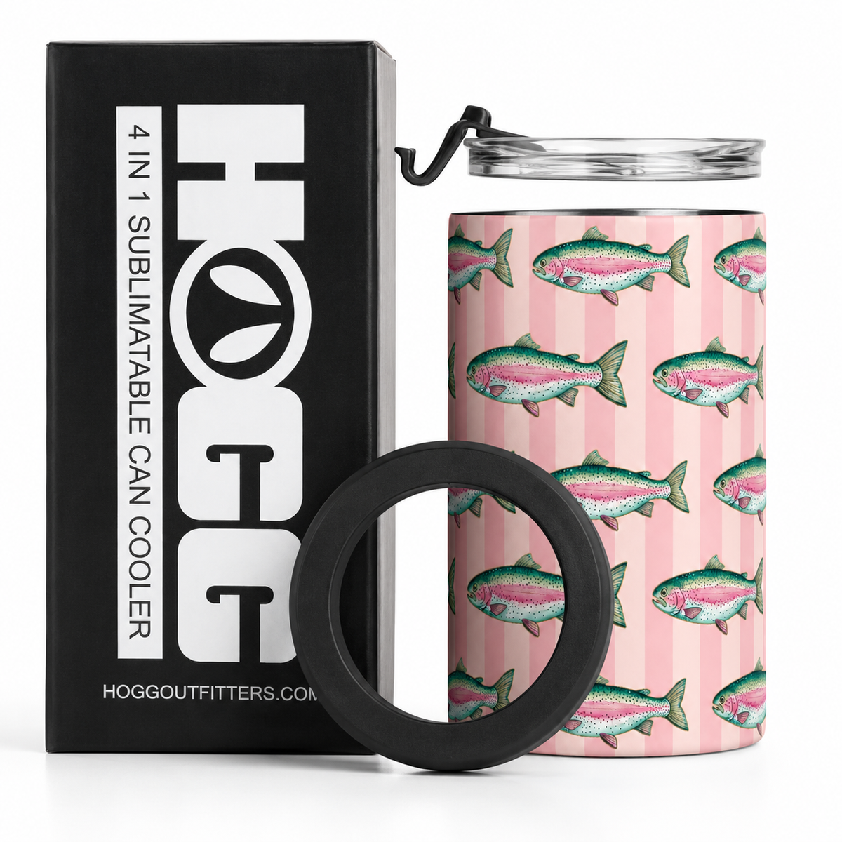 Rainbow Trout Slim Can Cooler Beverage Holder Set