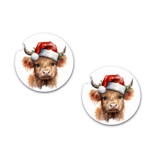 Festive Highland Cow Car Coaster