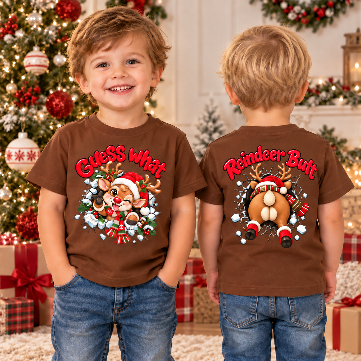 Guess What Reindeer Butt Youth and Toddler Graphic Tee