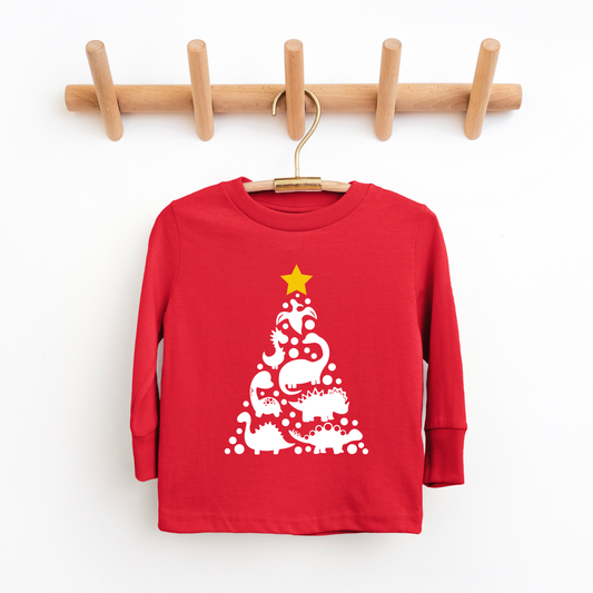 Dinosaur Christmas Youth & Toddler Long Sleeve Graphic Tee