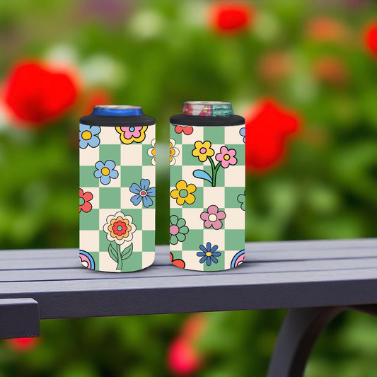 Flower Patch Checkers 4-in-1 Can Cooler Cup