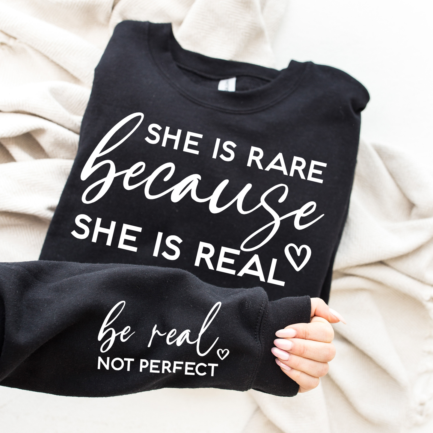 Be Real Not Perfect Graphic Sweatshirt