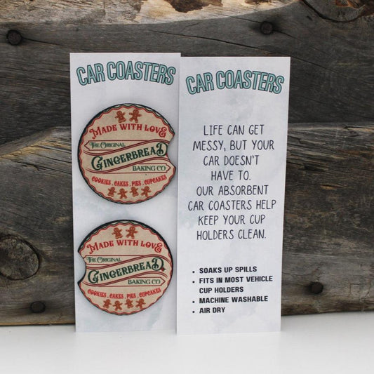 Vintage Made With Love Christmas Car Coasters