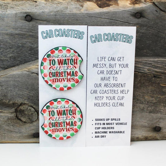 Most Likely To Watch Christmas Movies Car Coasters
