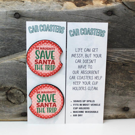 Be Naughty Holiday Car Coasters