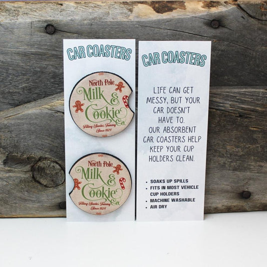 Vintage Milk & Cookies Christmas Car Coasters