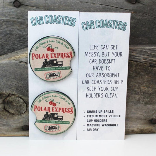 Vintage Polar Express Christmas Car Coasters