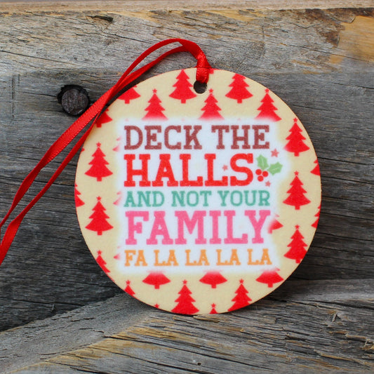 Deck The Halls Re-Scentable Round Car Freshener