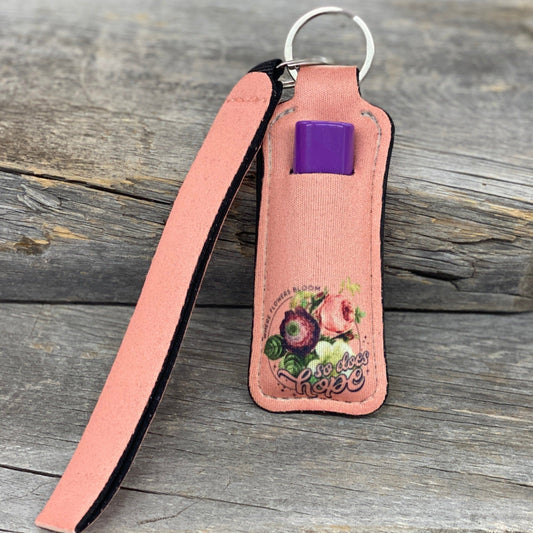 Flowers Bloom Chapstick Keychain Holder