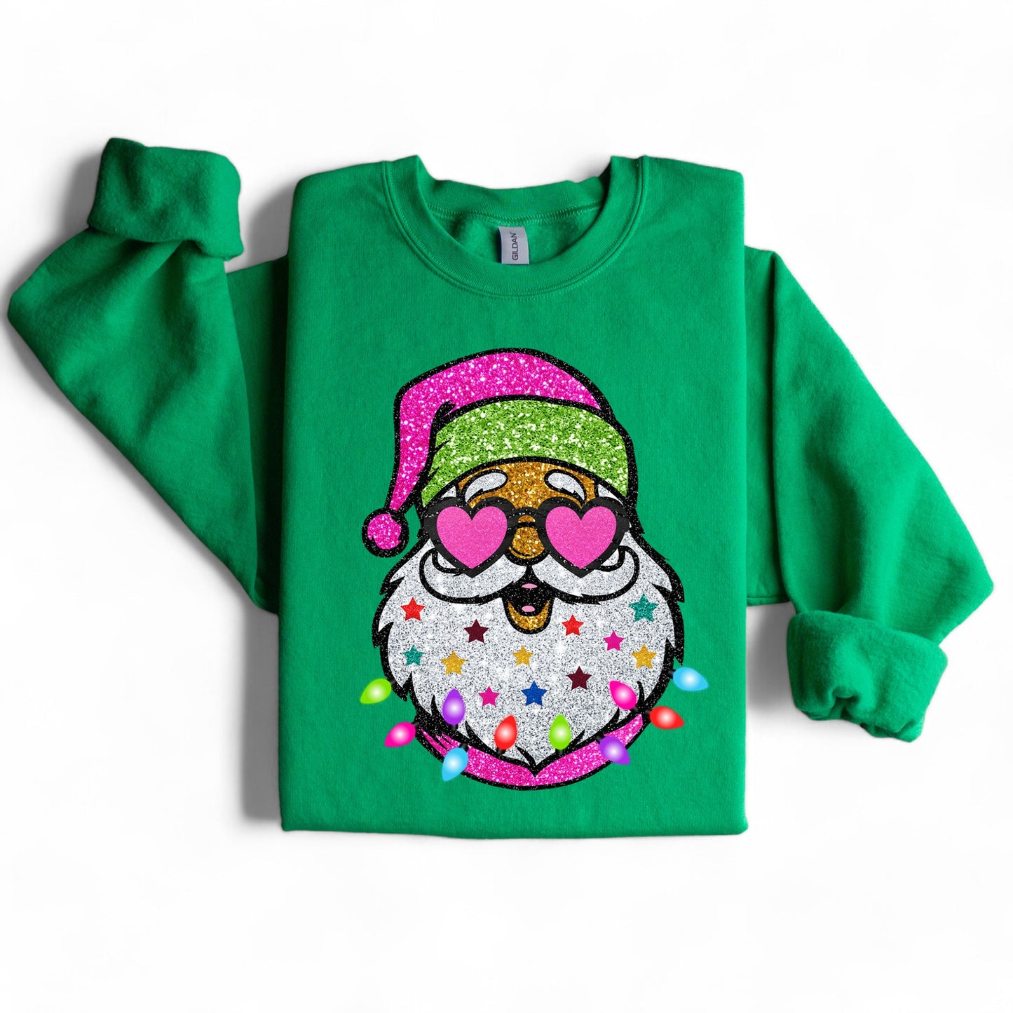 Glitter Santa Graphic Sweatshirt