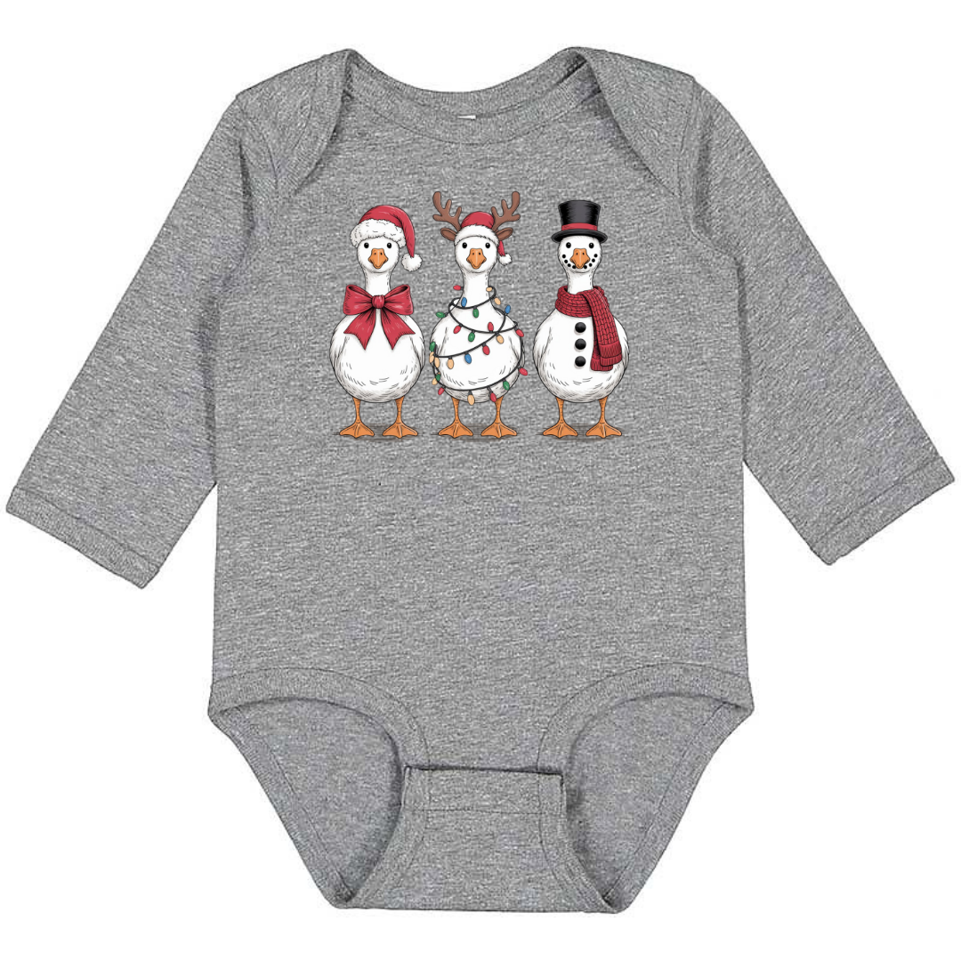 Christmas Goose Long Sleeve Infant Bodysuit