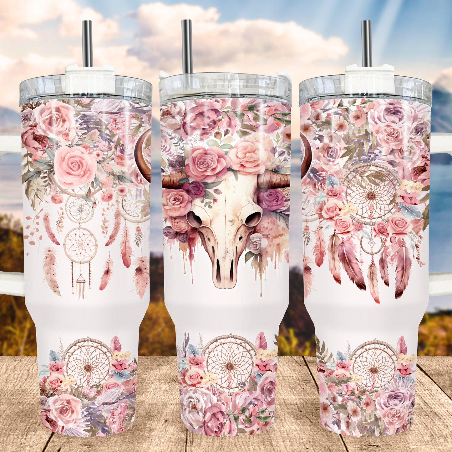 Western Highland Cow Skull 40oz Tumbler