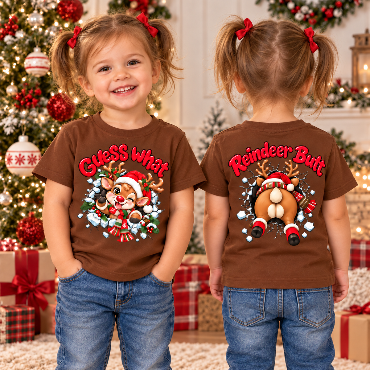 Guess What Reindeer Butt Youth and Toddler Graphic Tee