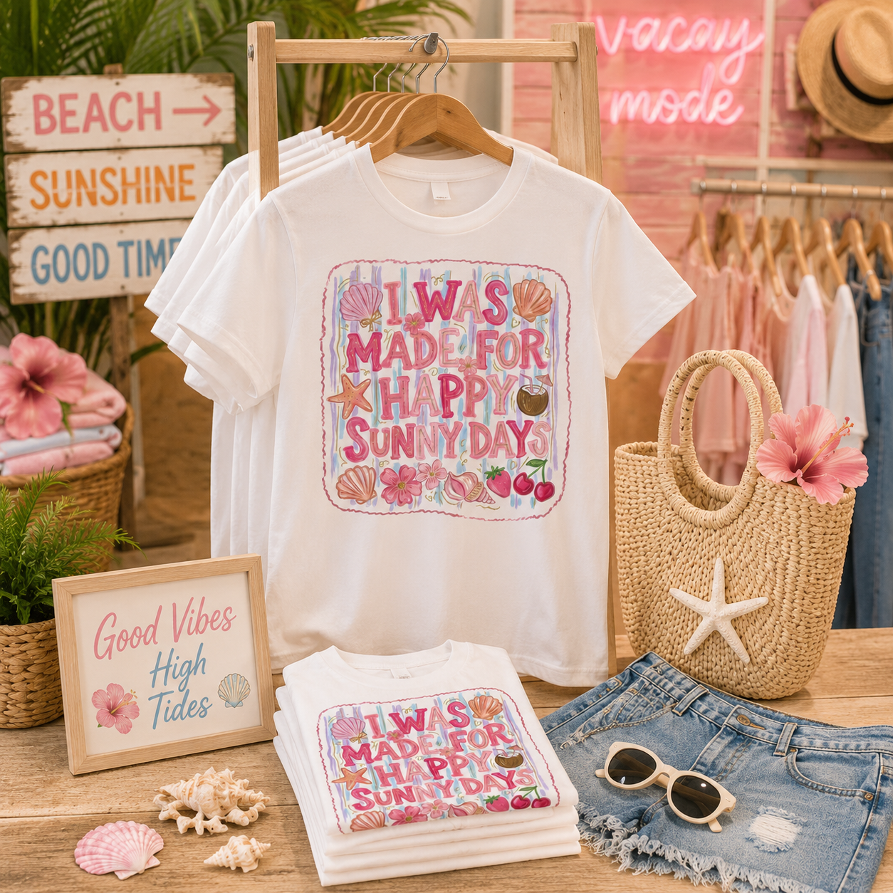 I Was Made For Happy Sunny Days Adult Graphic Tee