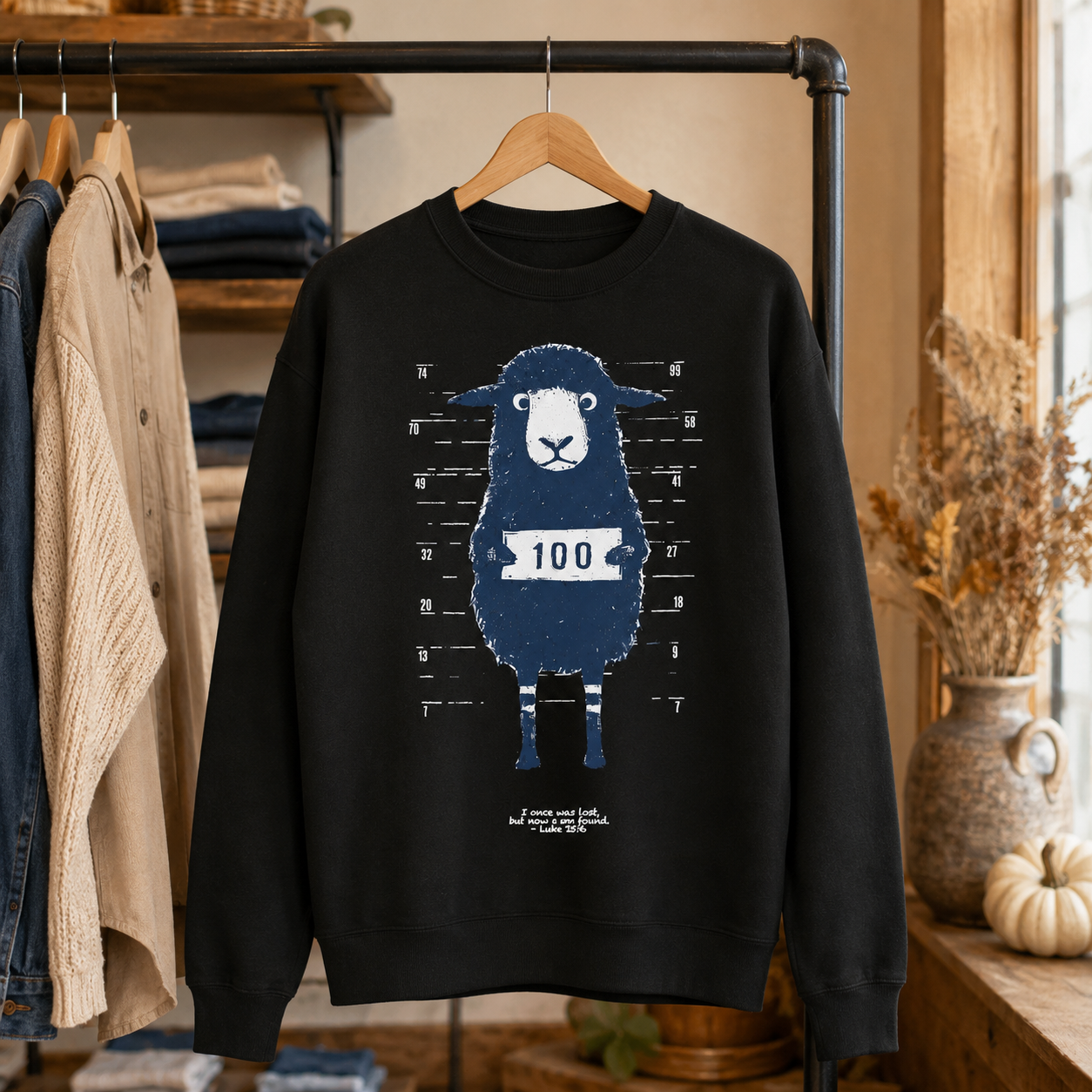 The 99 Graphic Sweatshirt – classic black crewneck – alternate view 3