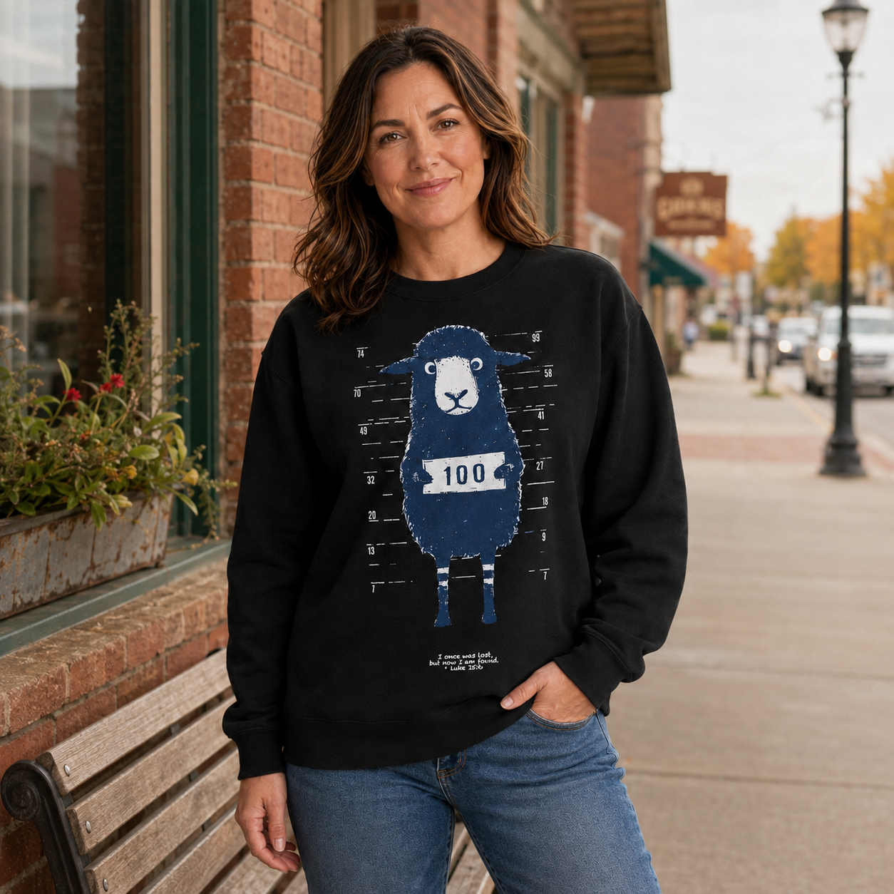 The 99 Graphic Sweatshirt – classic black crewneck – alternate view 4