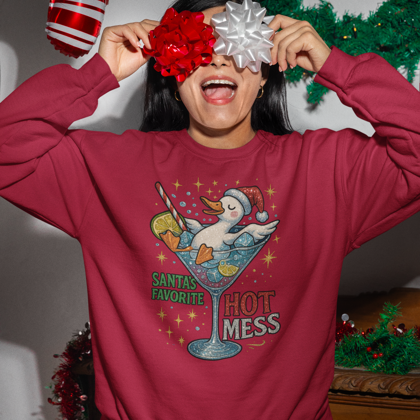 Santa’s Favorite Hot Mess Adult Graphic Sweatshirt