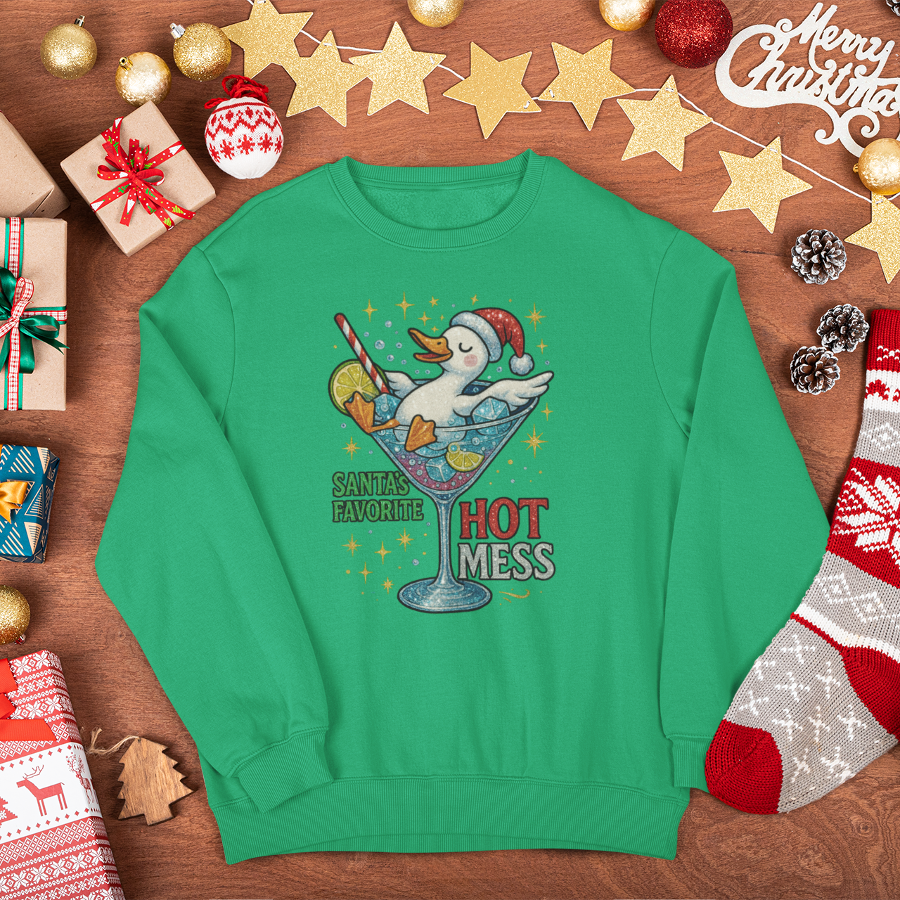 Santa’s Favorite Hot Mess Adult Graphic Sweatshirt
