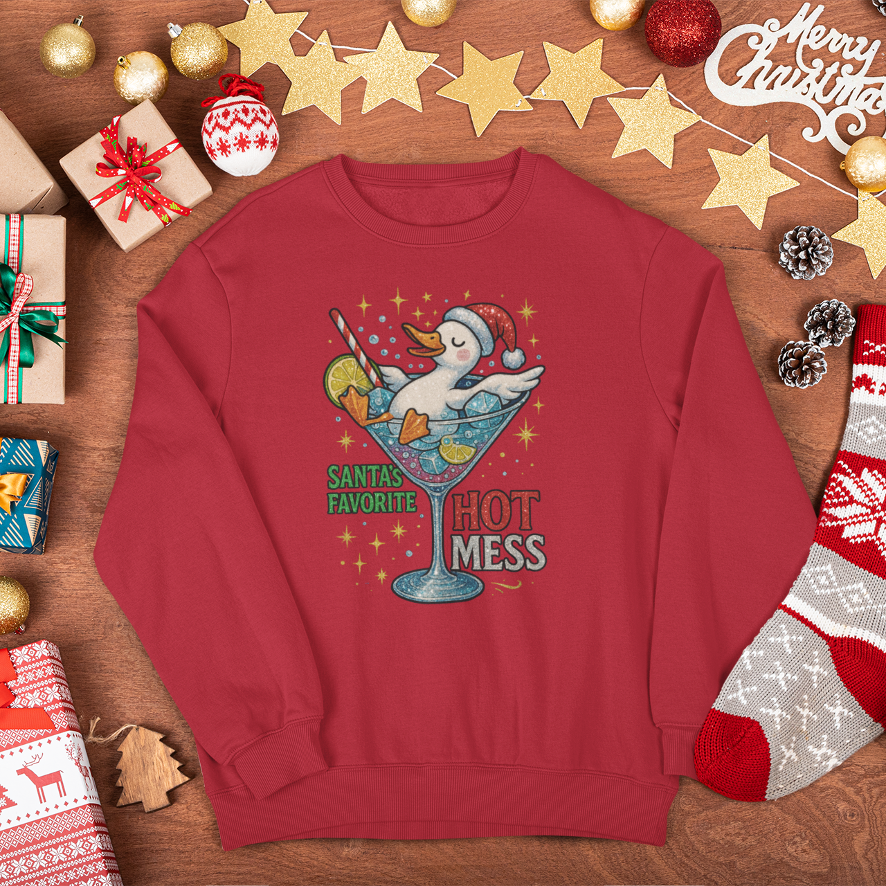 Santa’s Favorite Hot Mess Adult Graphic Sweatshirt