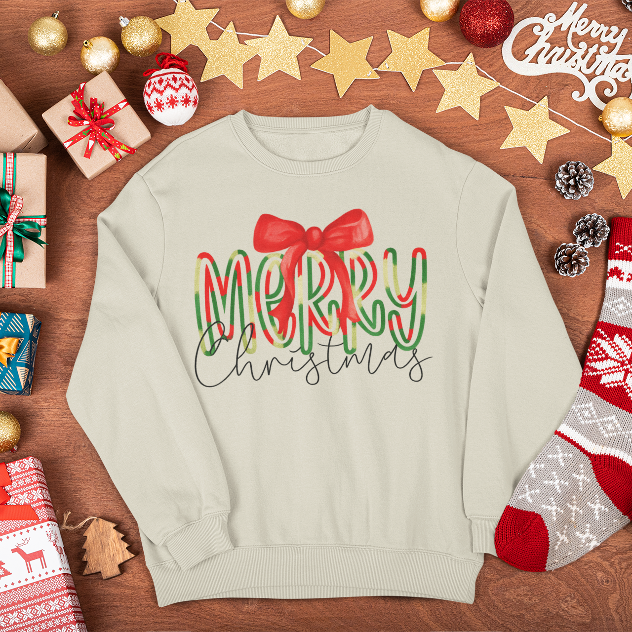 Merry Bow Christmas Graphic Sweatshirt