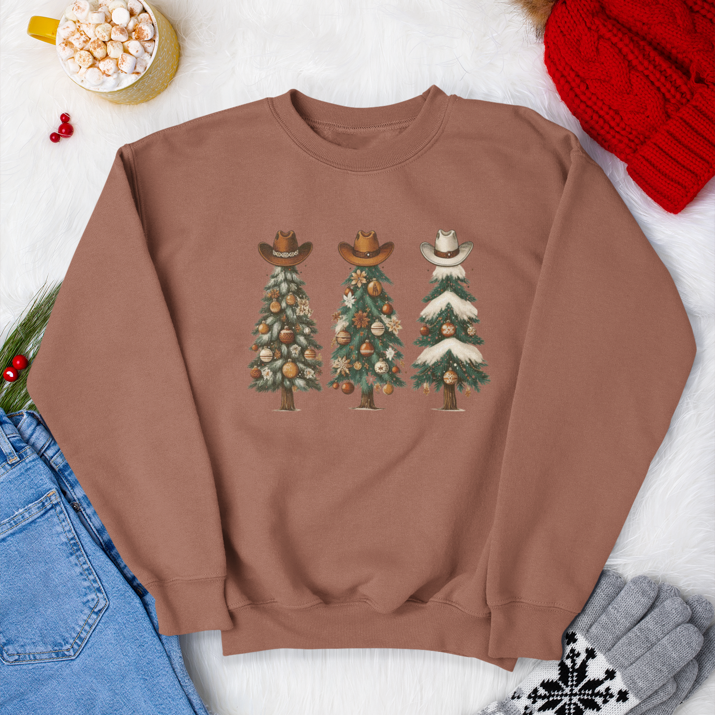 O' Christmas Tree Trio Graphic Crewneck Sweatshirt