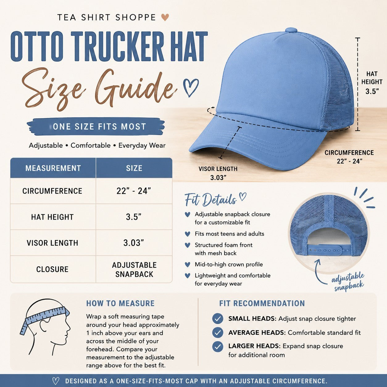 Tea Shirt Shoppe Wholesale Carolina blue trucker hat with "Sounds Like My Husbands Problem" printed patch. Features mesh back and adjustable snap closure.
