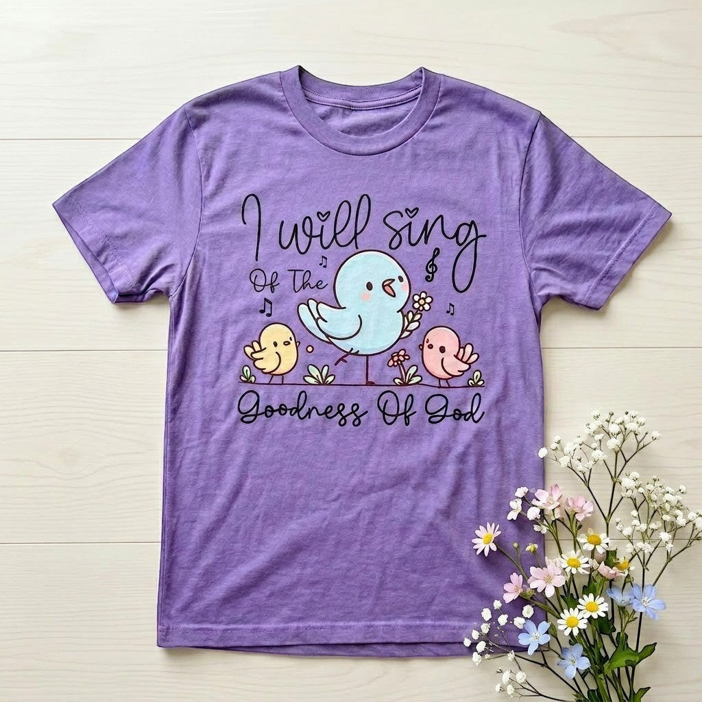 Tea Shirt Shoppe Wholesale lavender 100% cotton youth graphic tee with birds and