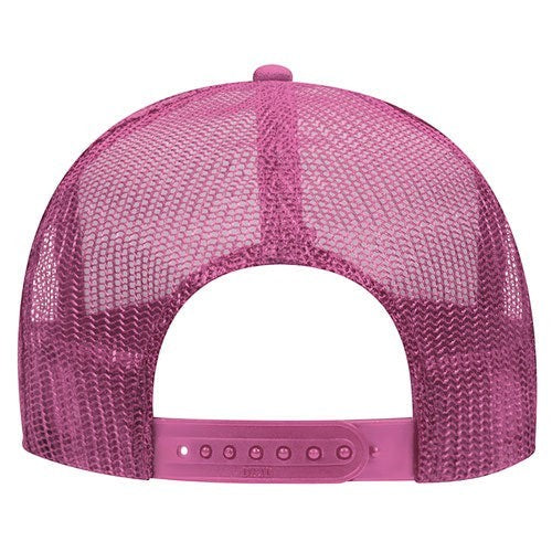Tea Shirt Shoppe Wholesale Spicey Marg trucker hat in pink with mesh back and adjustable snap closure.